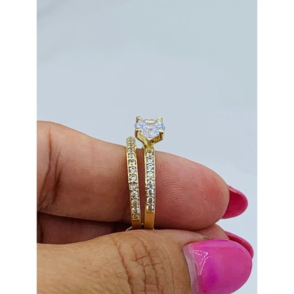 10k Solid Gold ring wedding set women’s band and engagement - Picture 4 of 7